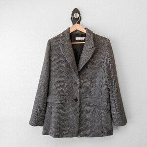 ASTR The Label Black White Herringbone Blazer Coat Medium NWOT